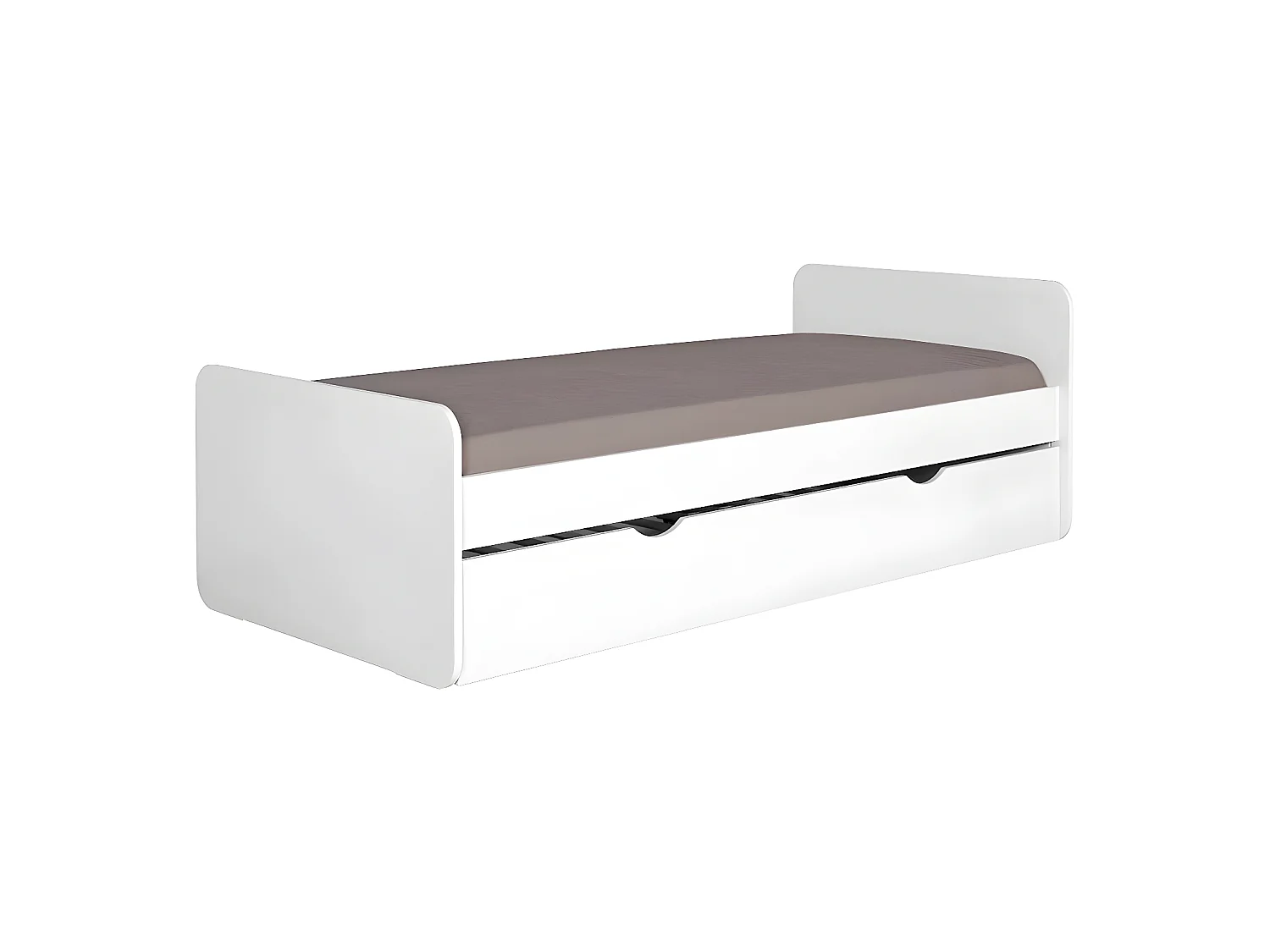 Pack lit gigogne avec 2 matelas 90x190 cm bois massif blanc LUPIN