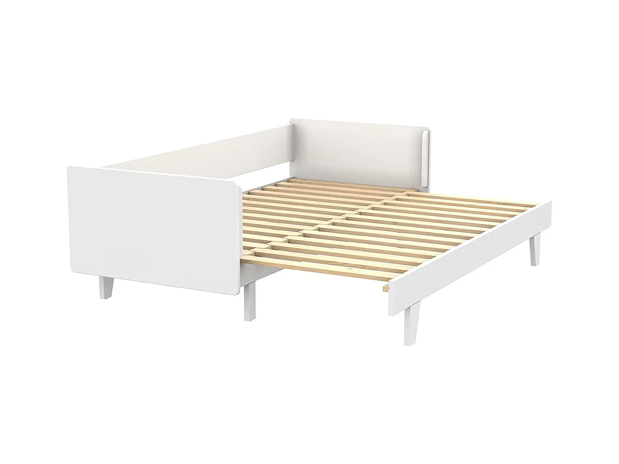Pack lit gigogne avec matelas 80x200 cm bois massif blanc CAPRI
