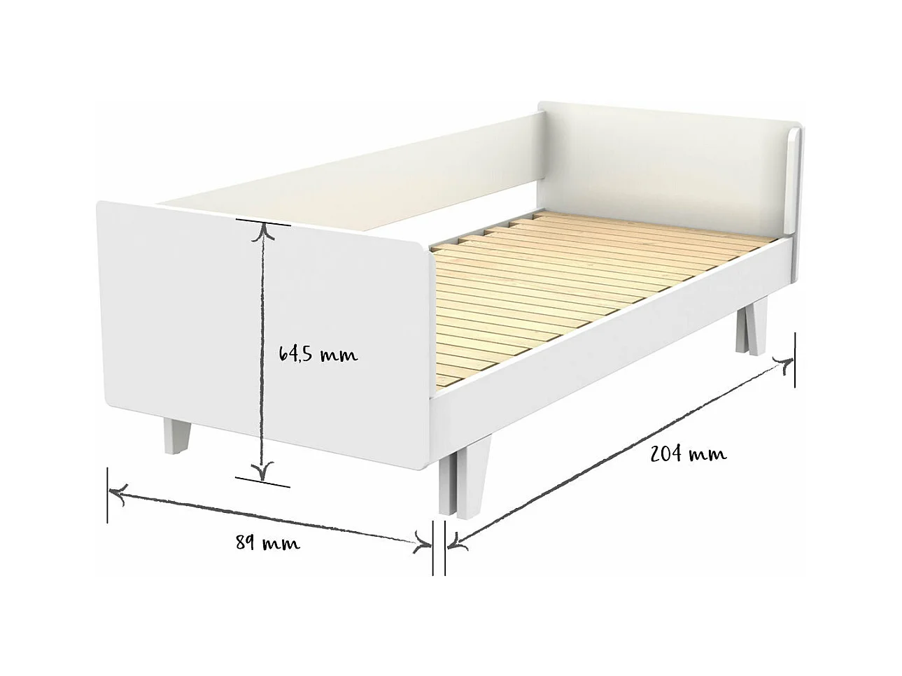 Pack lit gigogne avec matelas 80x200 cm bois massif blanc CAPRI