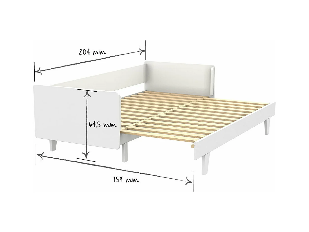 Pack lit gigogne avec matelas 80x200 cm bois massif blanc CAPRI