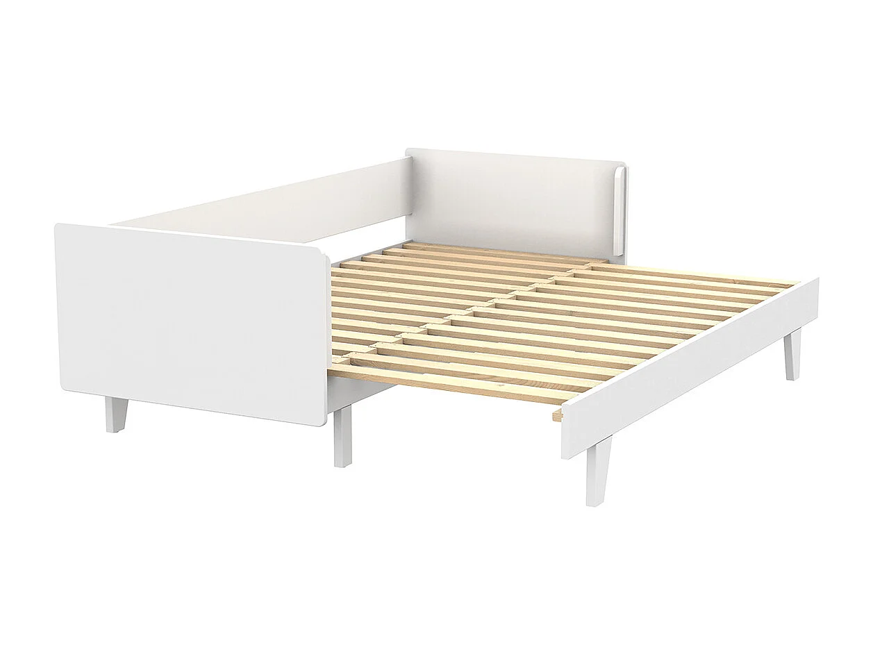 Pack lit gigogne avec matelas 80x200 cm bois massif blanc CAPRI