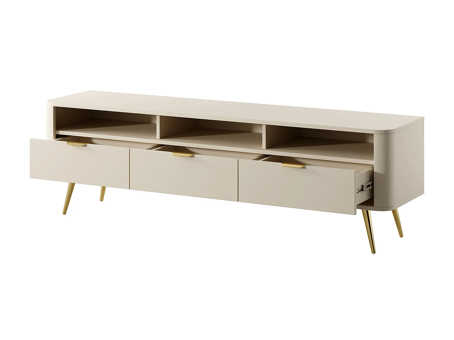 TV-Lowboard mit 3 offenen Fächern und 3 Schubladen - Beige - OVAL