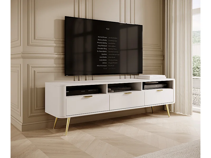 Meuble TV - avec niches - blanc - OVAL