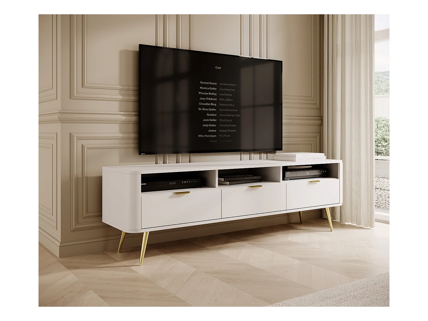 Meuble TV - avec niches - blanc - OVAL