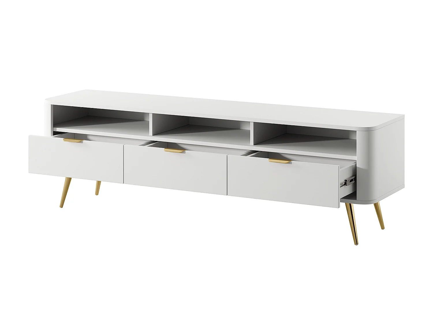 Meuble TV - avec niches - blanc - OVAL