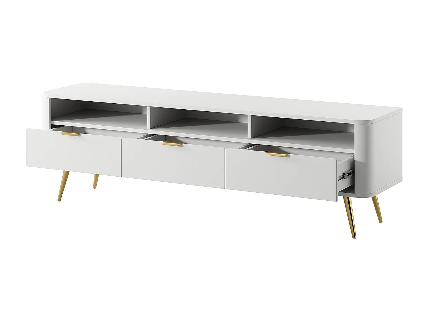 Meuble TV - avec niches - blanc - OVAL