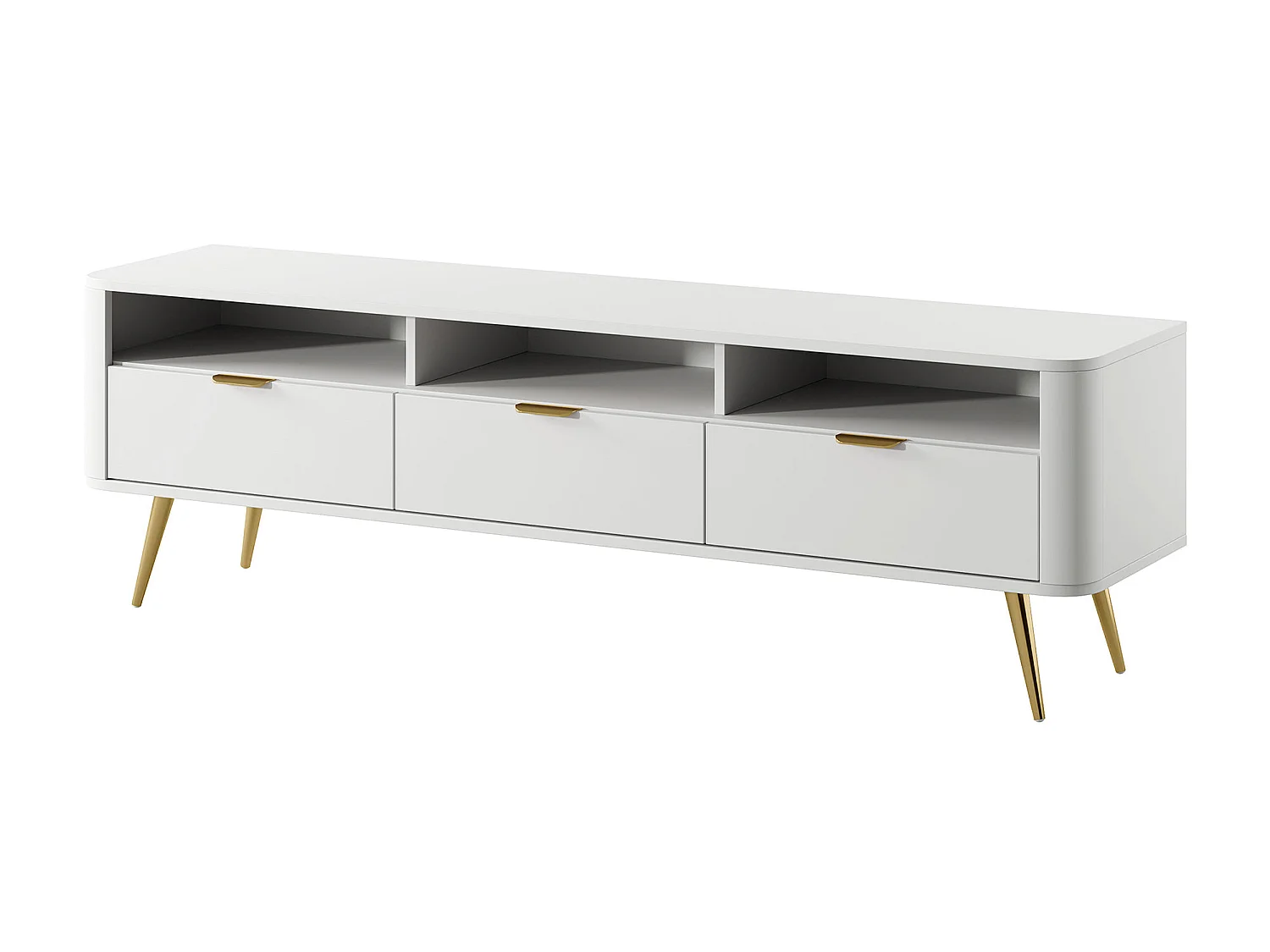 TV-Schrank - mit Nischen - weiß - OVAL
