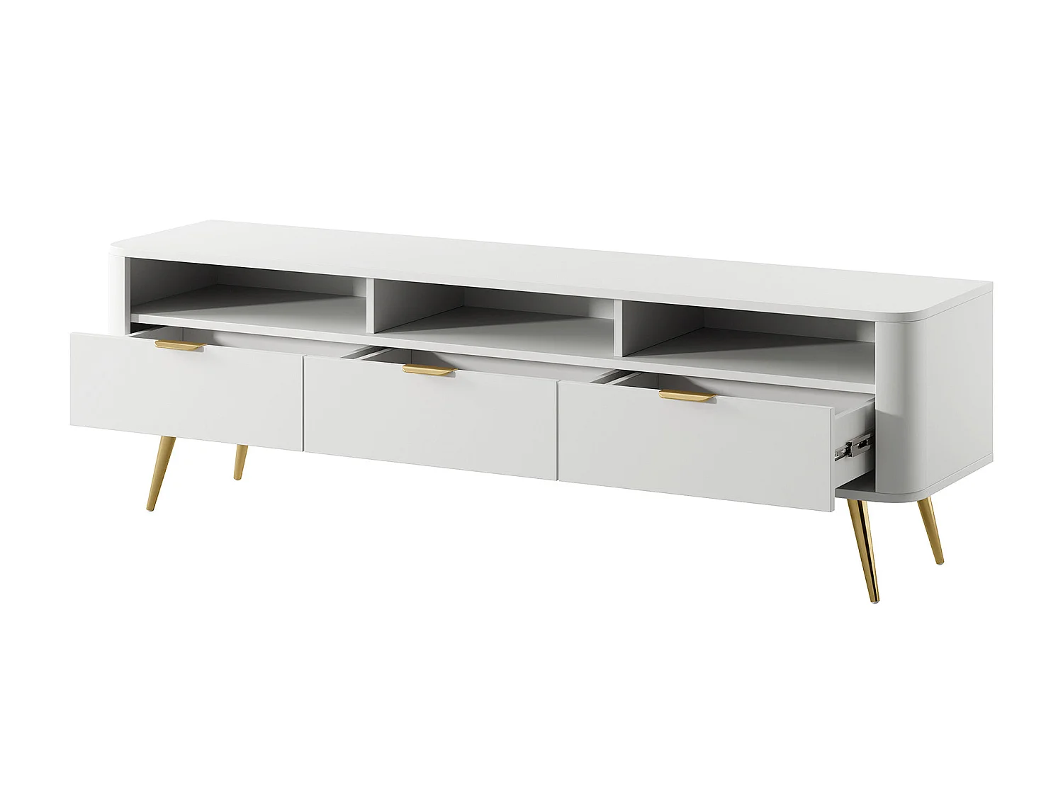 TV-Schrank - mit Nischen - weiß - OVAL