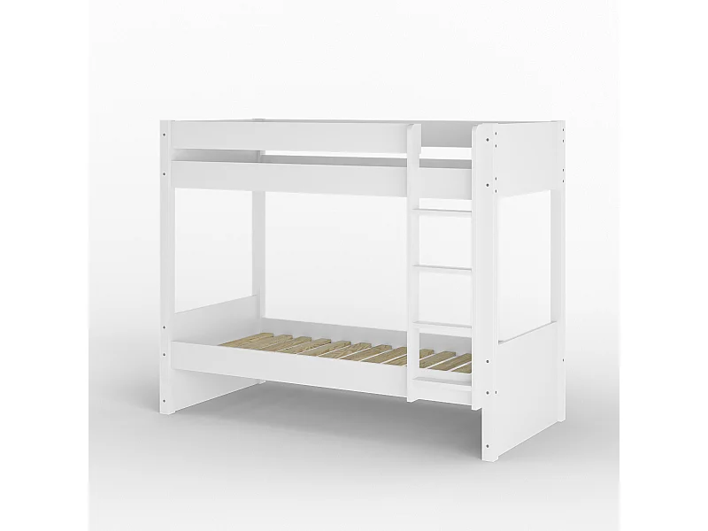 Lit superposé avec matelas 90x200 cm bois massif blanc LUCIA