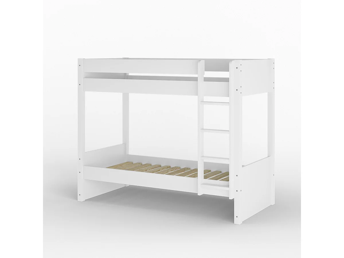 Lit superposé avec matelas 90x200 cm bois massif blanc LUCIA