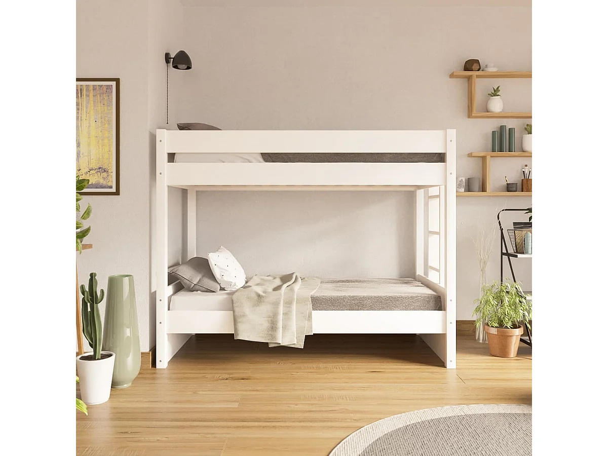 Lit superposé 80x190 cm bois massif blanc ELORA