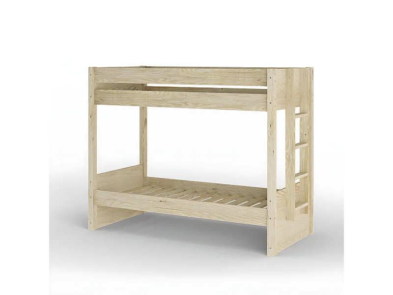 Lit superposé avec matelas 80x190 cm bois massif bois naturel ELORA