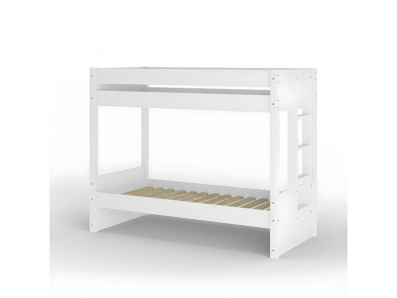 Lit superposé avec matelas 80x190 cm bois massif blanc ELORA