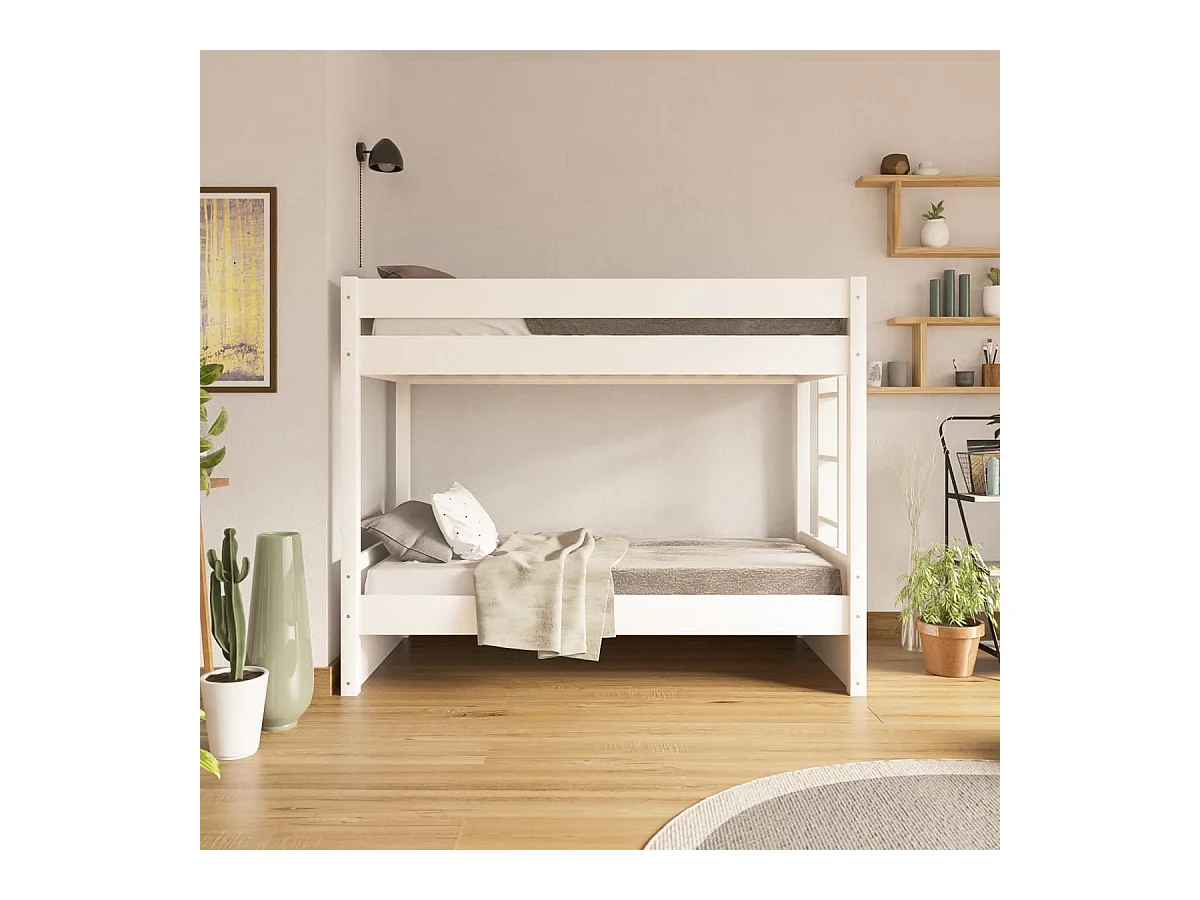 Lit superposé 90x190 cm bois massif blanc ELORA