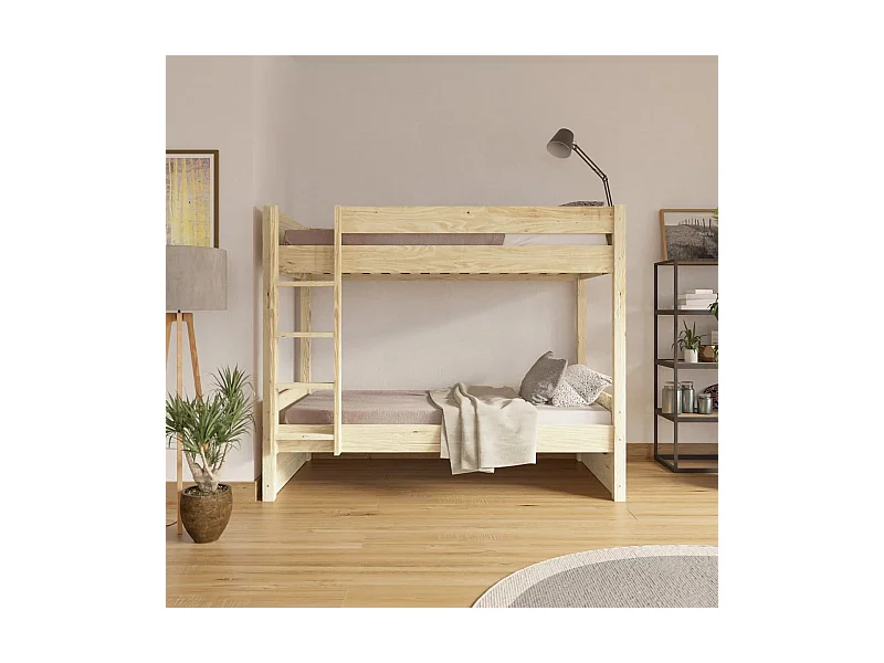 Lit superposé 90x190 cm bois massif bois naturel LUCIA