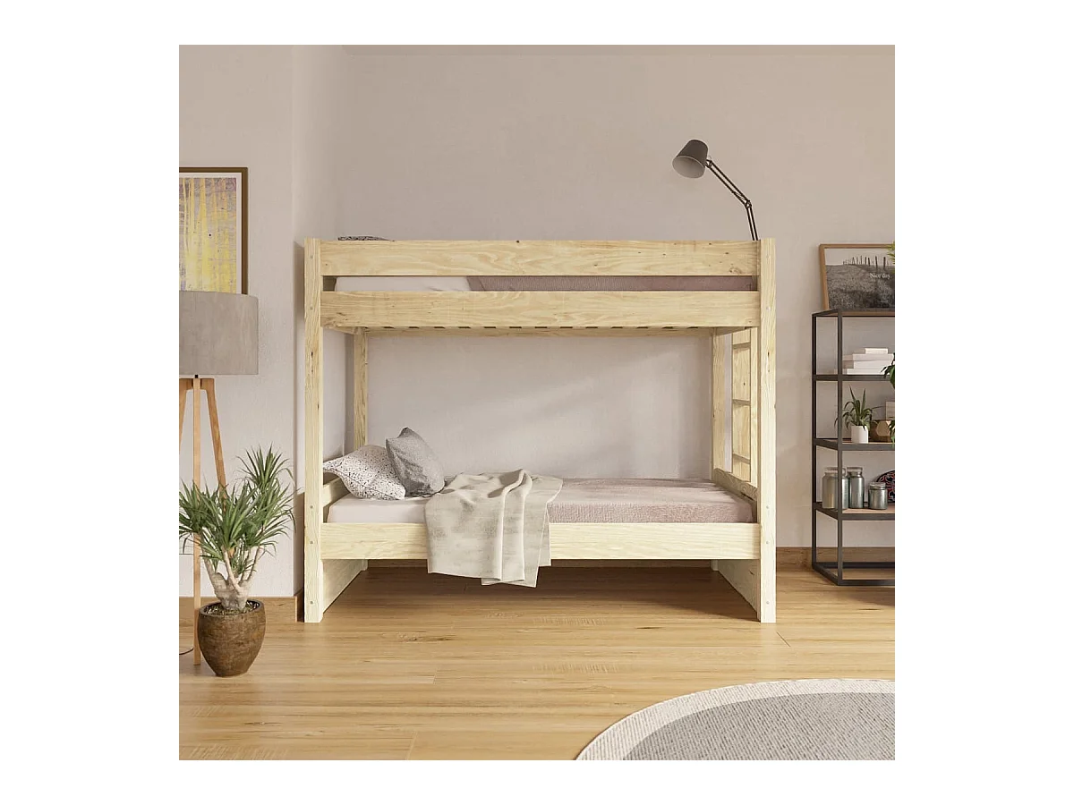 Lit superposé 80x190 cm bois massif bois naturel ELORA