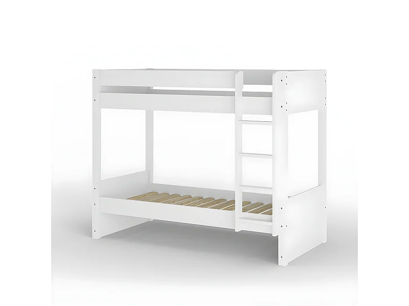 Lit superposé avec matelas 80x190 cm bois massif blanc LUCIA