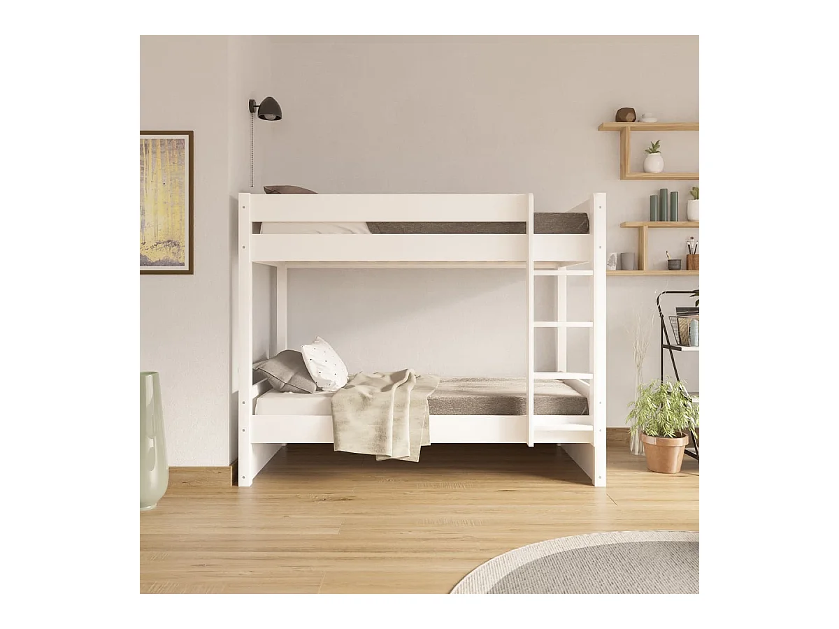 Lit superposé 90x190 cm bois massif blanc LUCIA