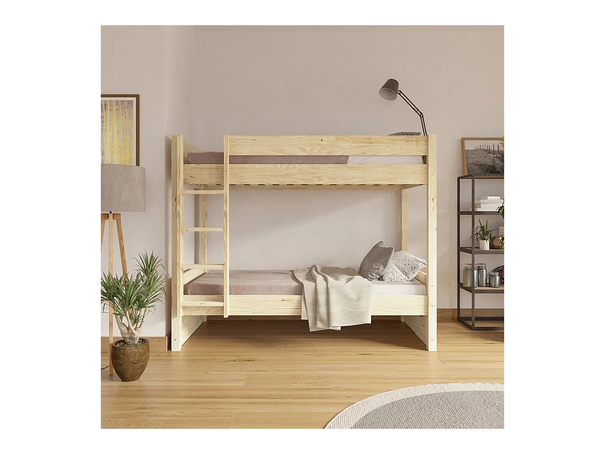 Lit superposé 80x190 cm bois massif bois naturel LUCIA