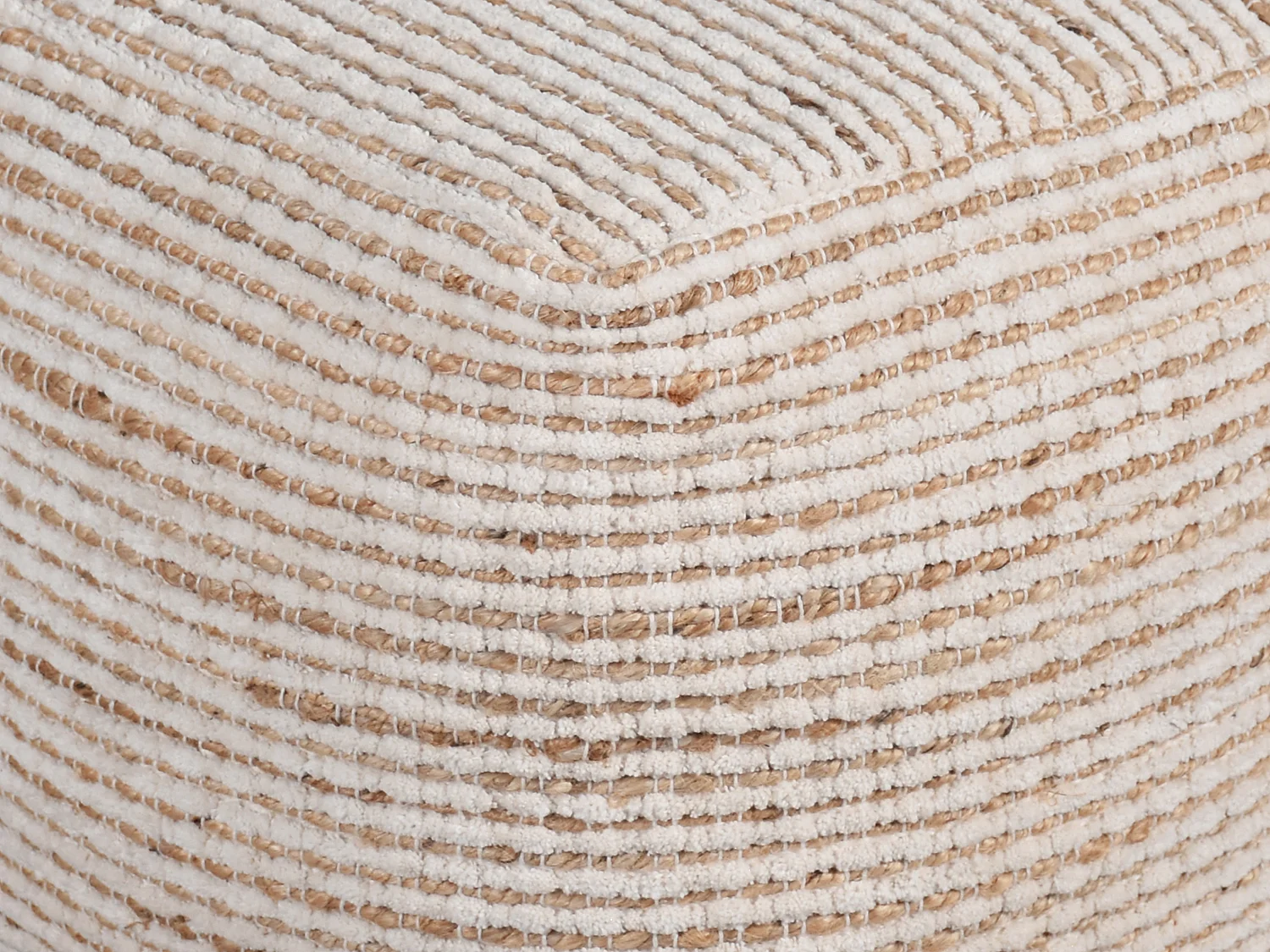 Pouf carré en coton et jute coloris ivoire et naturel ALBORGA