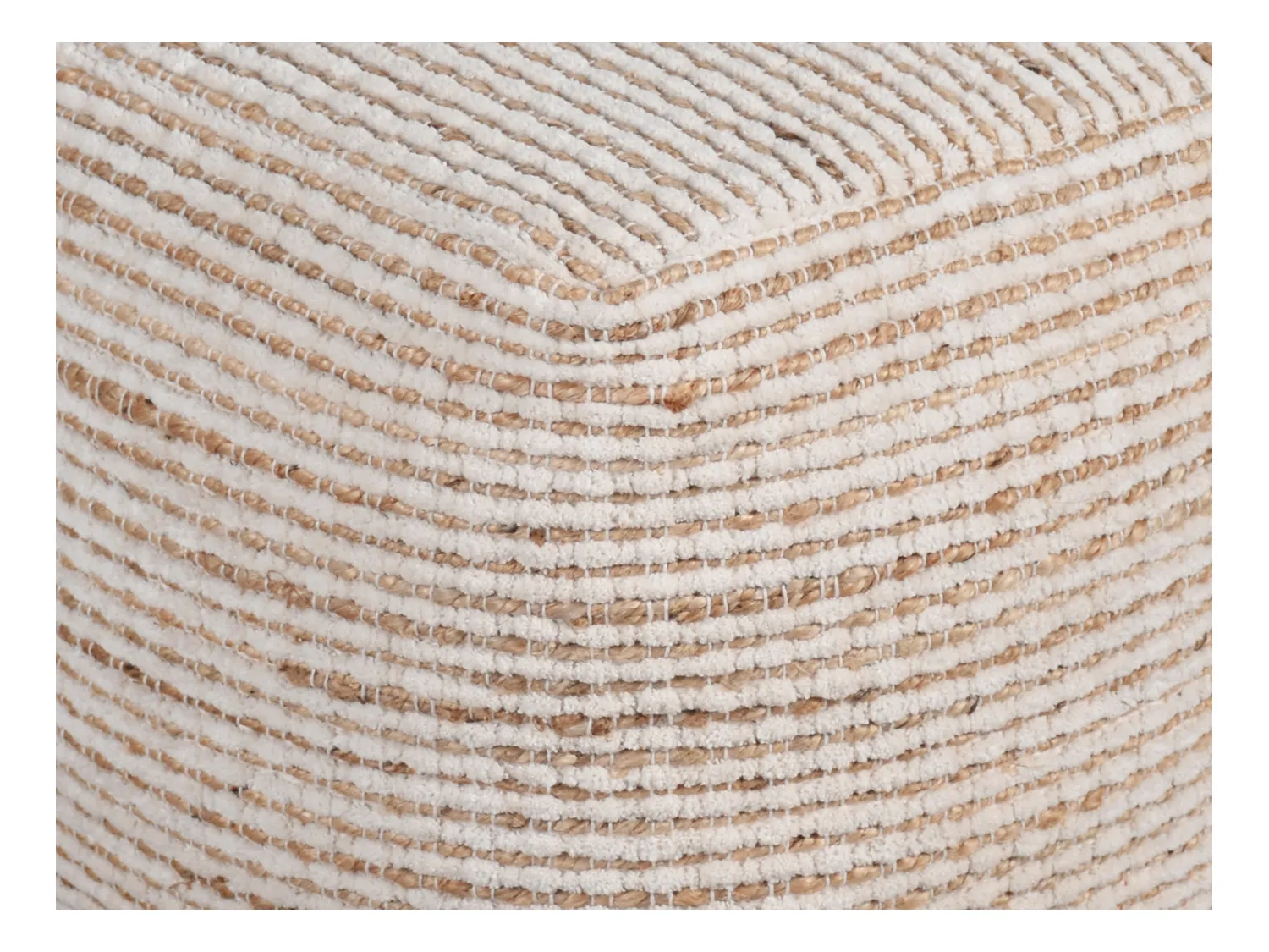 Pouf carré en coton et jute coloris ivoire et naturel ALBORGA