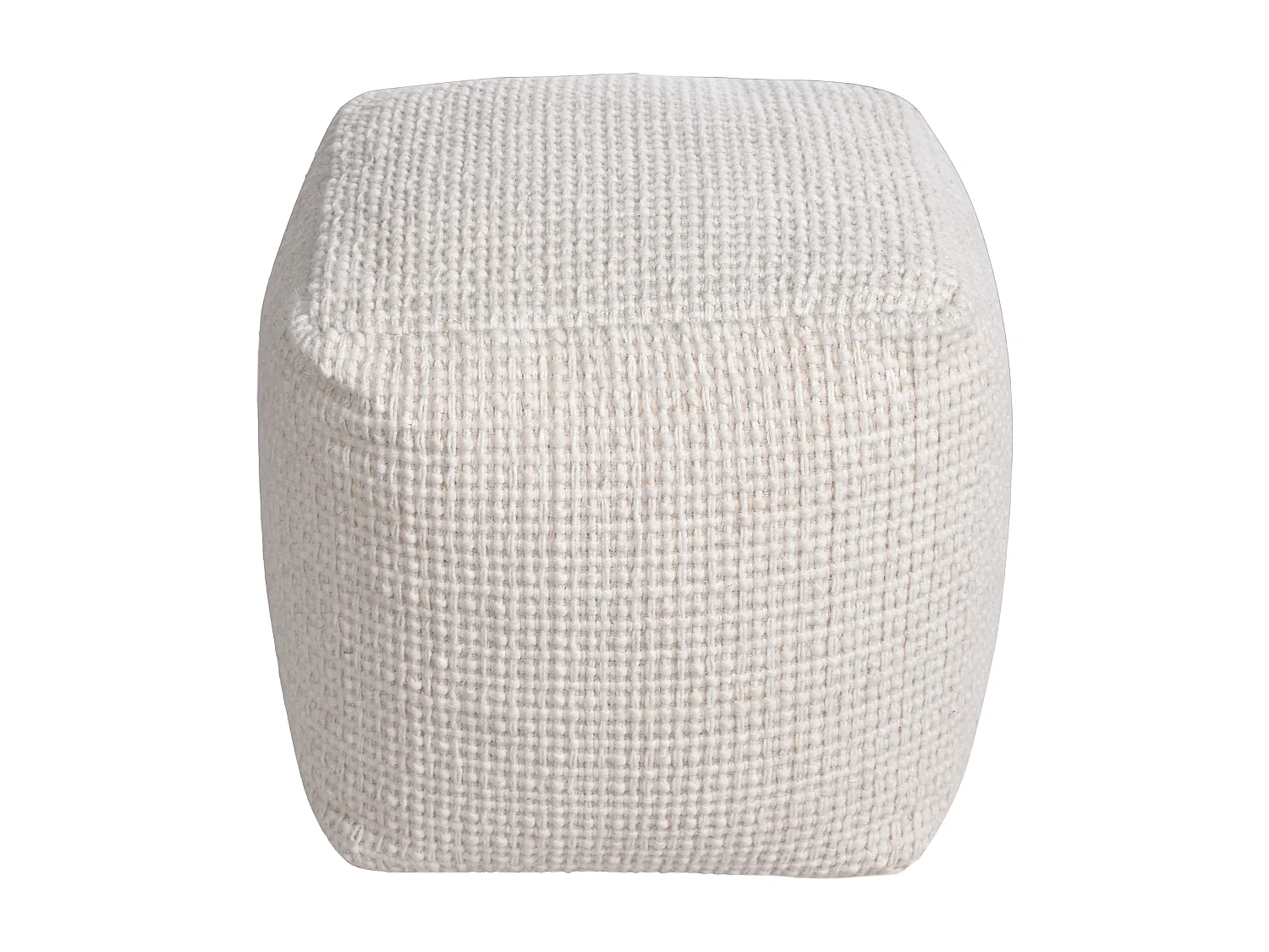 Puf kwadratowy z wełny w kolorze kości słoniowej - LABERDEN