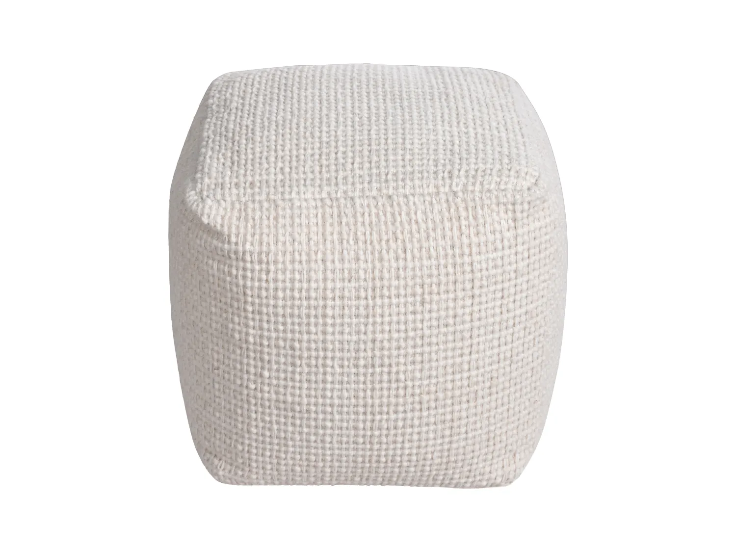 Pouf carré en laine ivoire LABERDEN