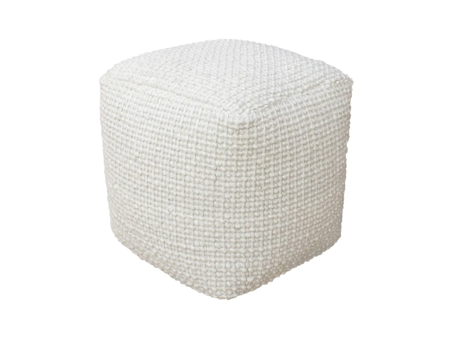 Pouf carré en laine ivoire LABERDEN