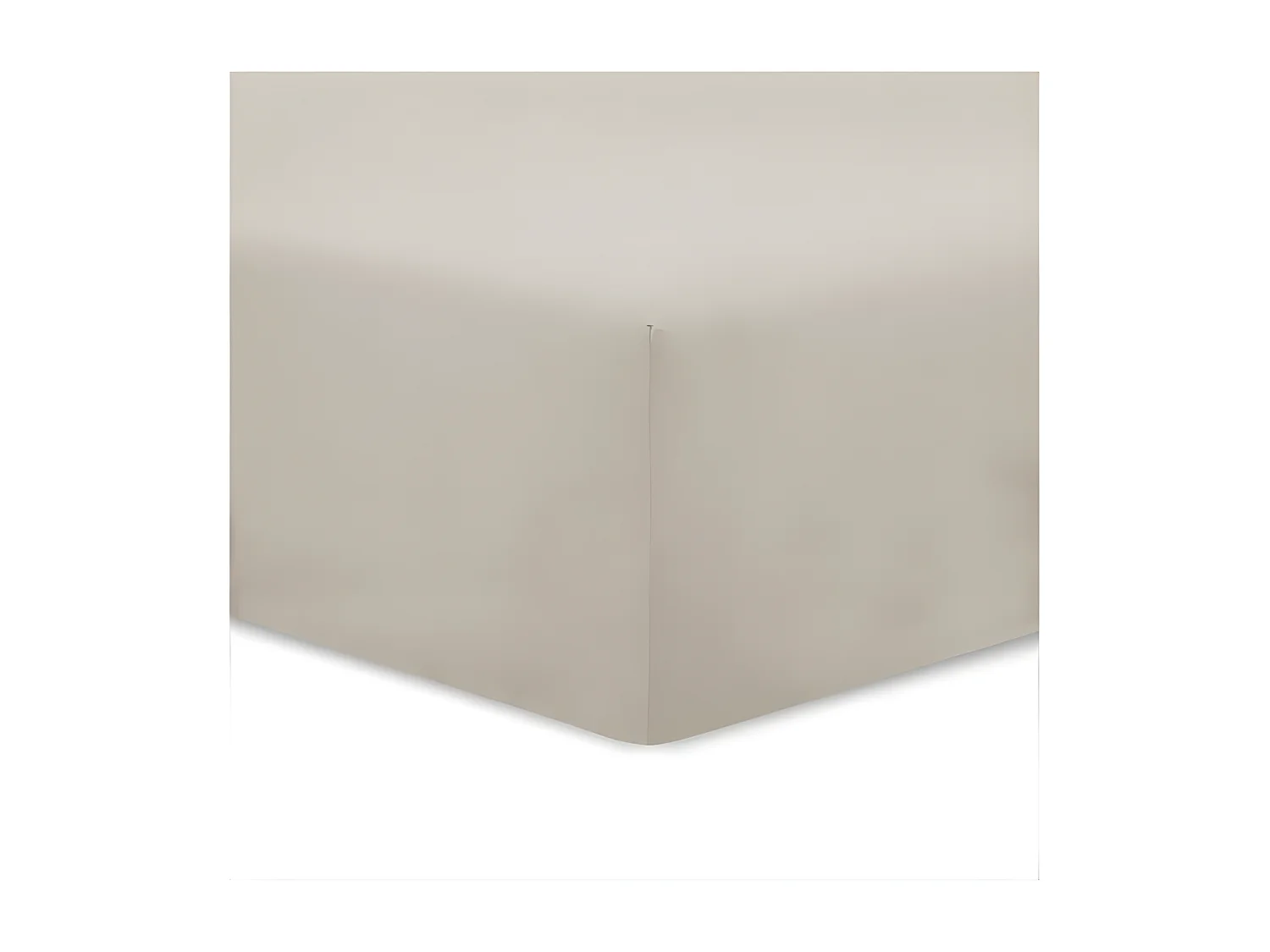 Drap Housse 100% Coton 180x200 cm Mastic Tissage Serré 57 fils/cm²