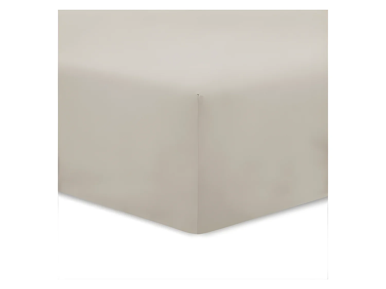 Drap Housse 100% Coton 180x200 cm Mastic Tissage Serré 57 fils/cm²