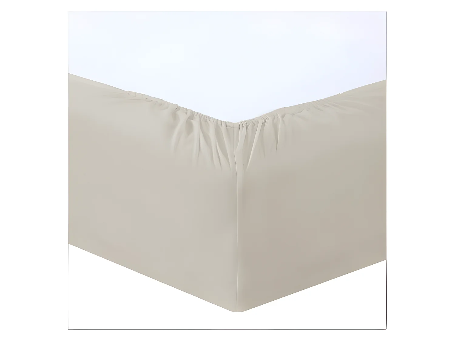 Drap Housse 100% Coton 180x200 cm Mastic Tissage Serré 57 fils/cm²
