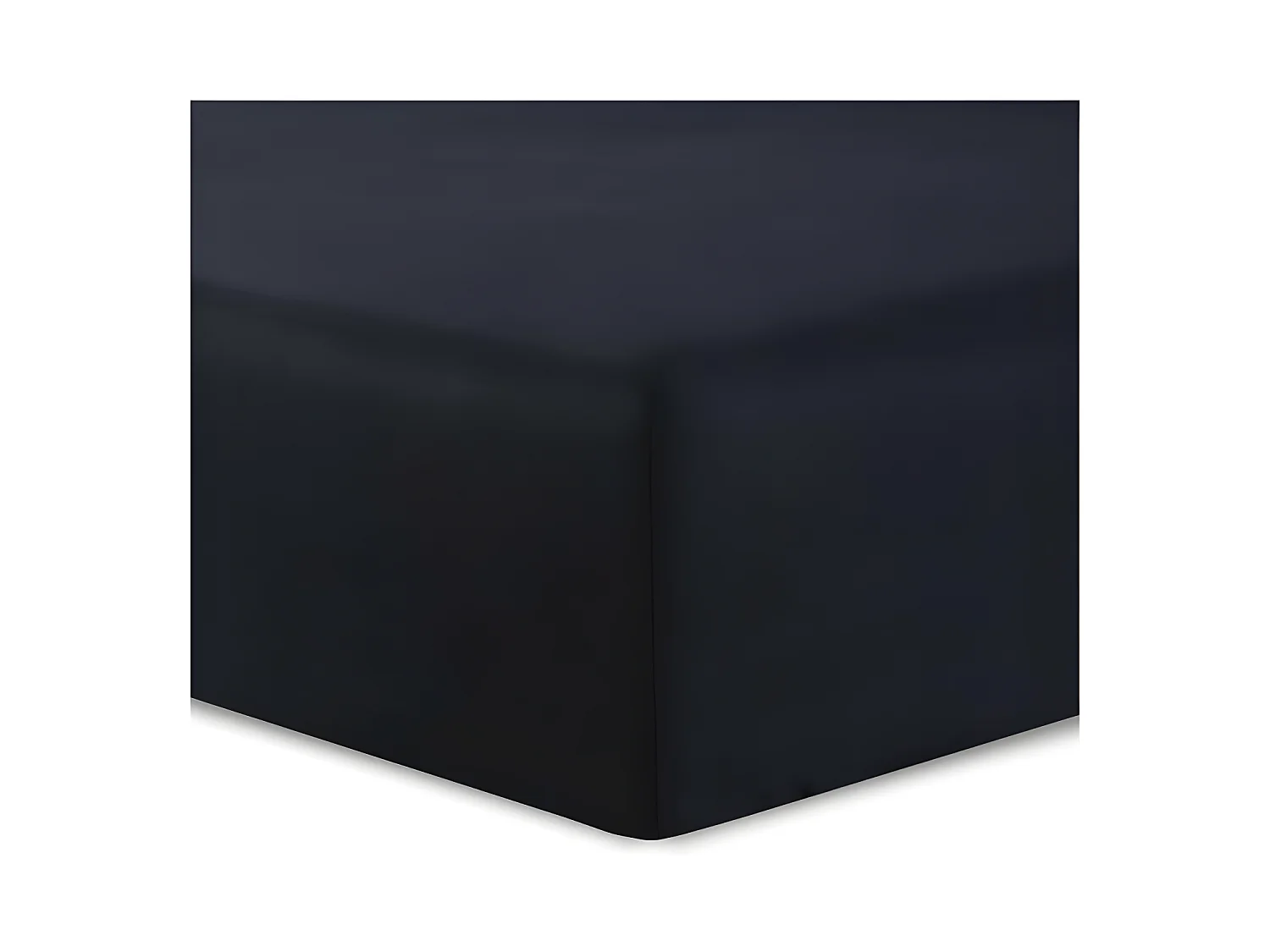 Drap Housse 200x200 + 25 cm Noir 100% Coton 57 Fils Style Contemporain