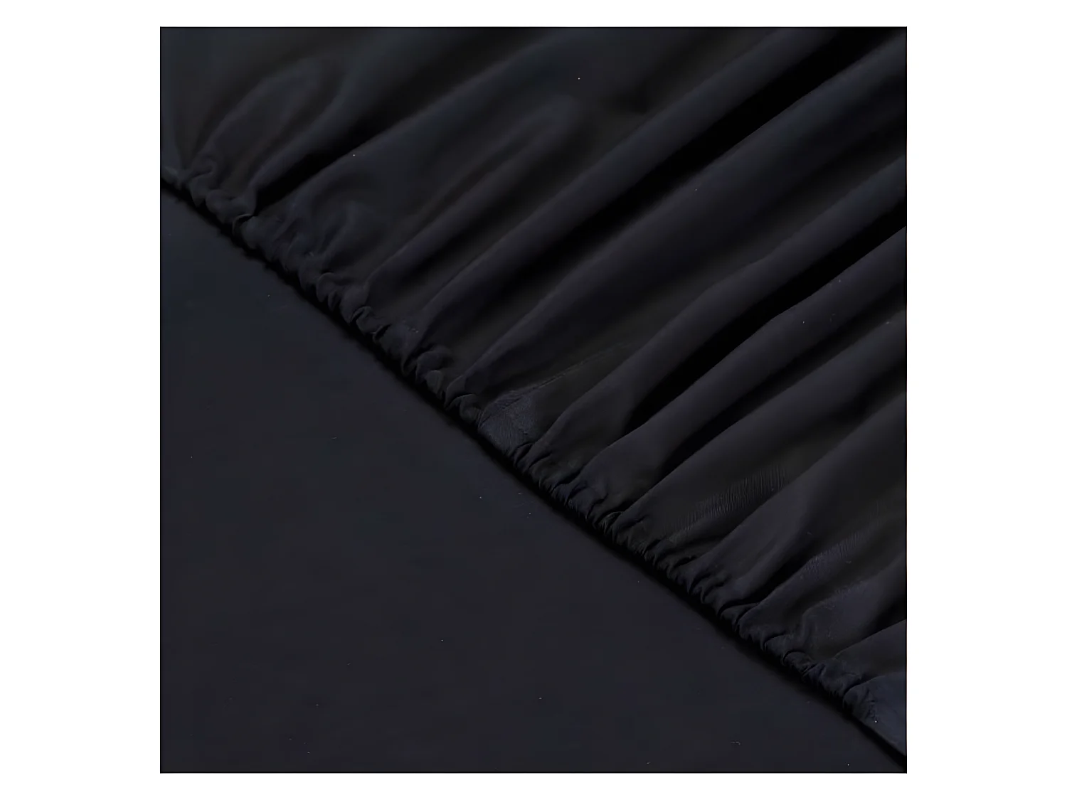 Drap Housse 200x200 + 25 cm Noir 100% Coton 57 Fils Style Contemporain
