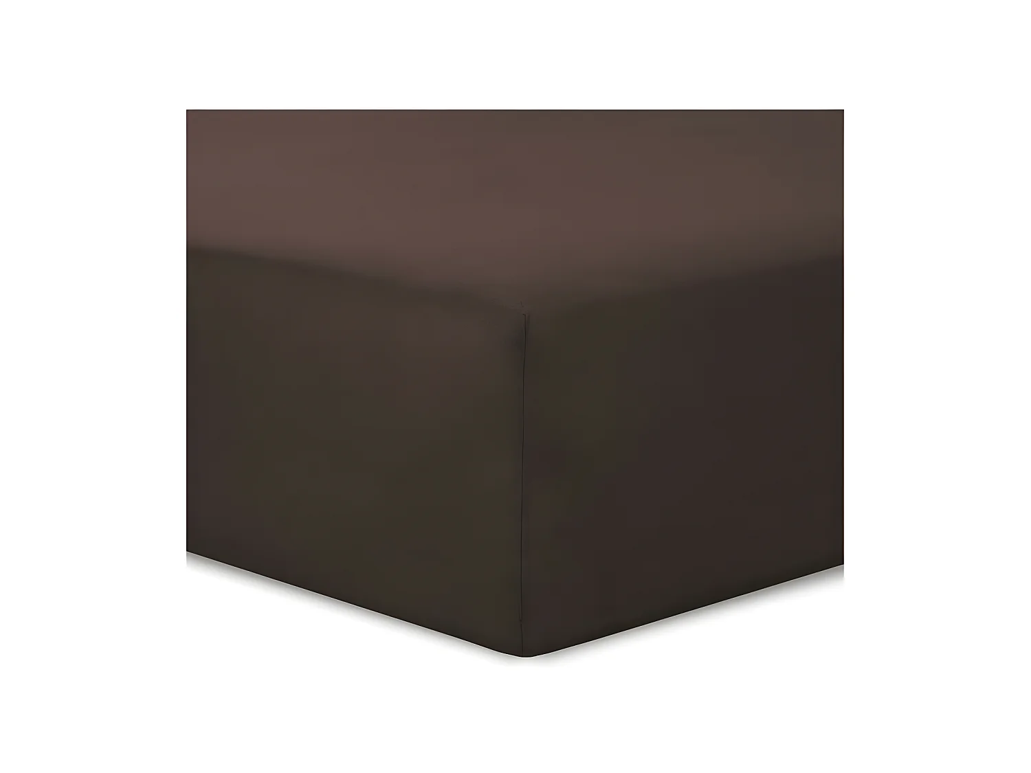 Drap Housse 180x200 + 30 cm Chocolat en Coton 57 Fils Lavable à 40° - Vision