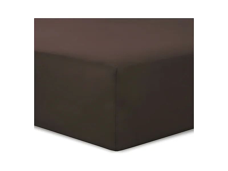 Sábana Ajustable 180x200 + 30 cm Chocolate de Algodón 57 Hilos Lavable a 40° - Vision