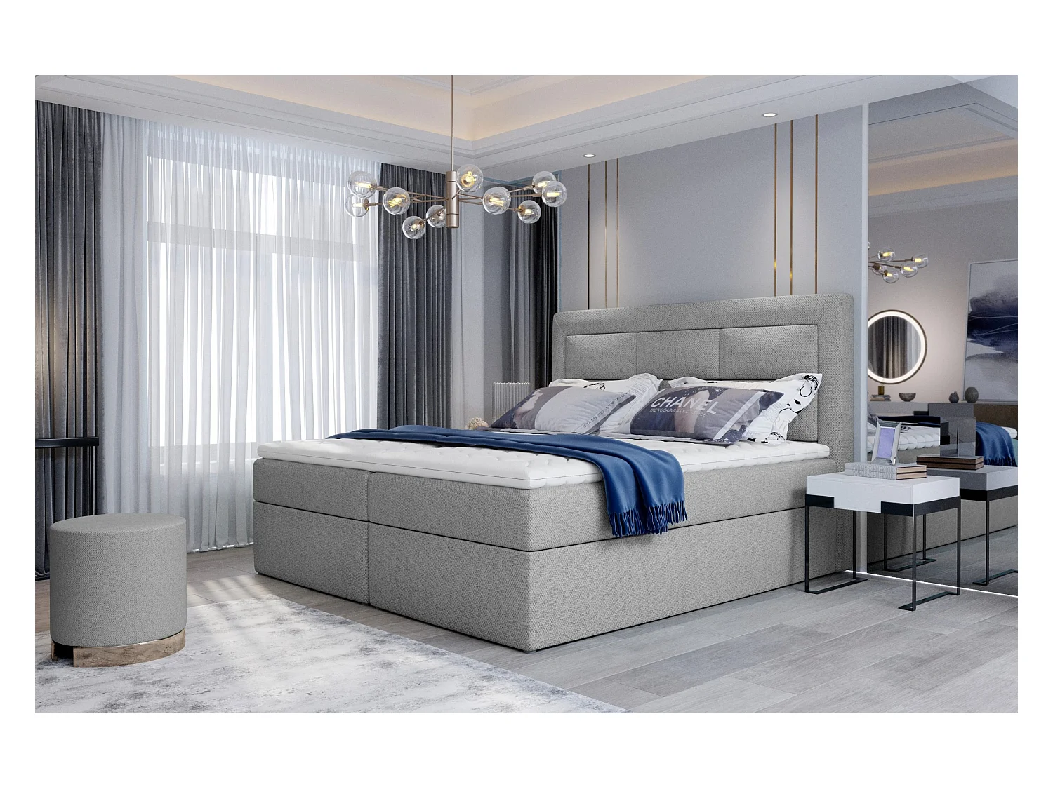 Box Spring Letto Rumbio M (160x200)/Tessuto-Nero