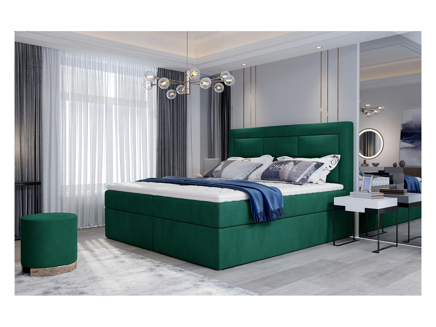 Boxspringbett Rumbio M (160x200)/Stoff-Grün