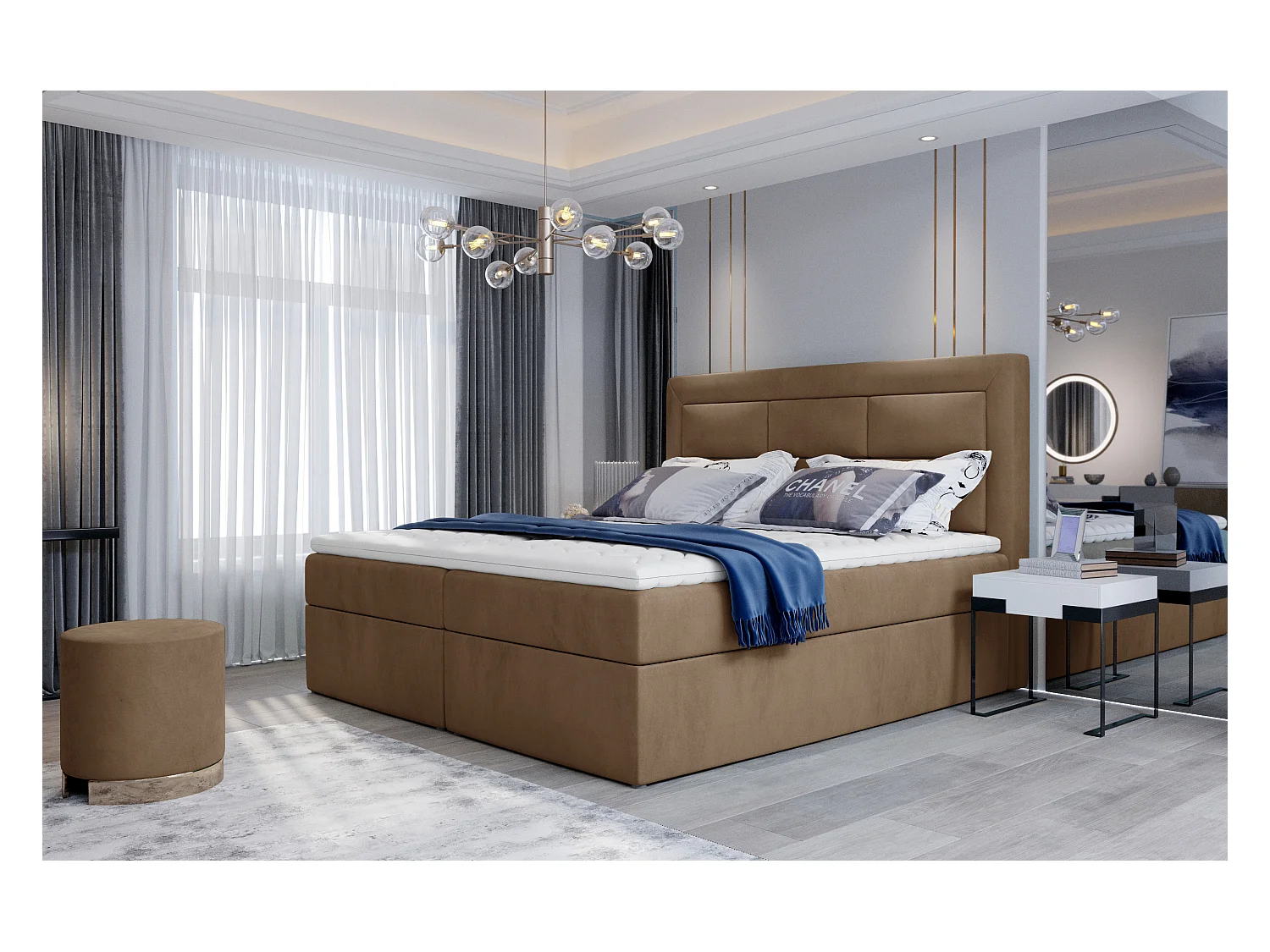 Boxspringbett Rumbio S (140x200)/Stoff-Braun