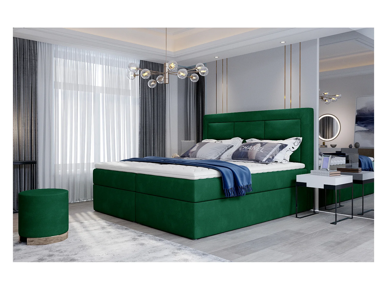 Boxspringbett Rumbio L (180x200)/Stoff-Grün