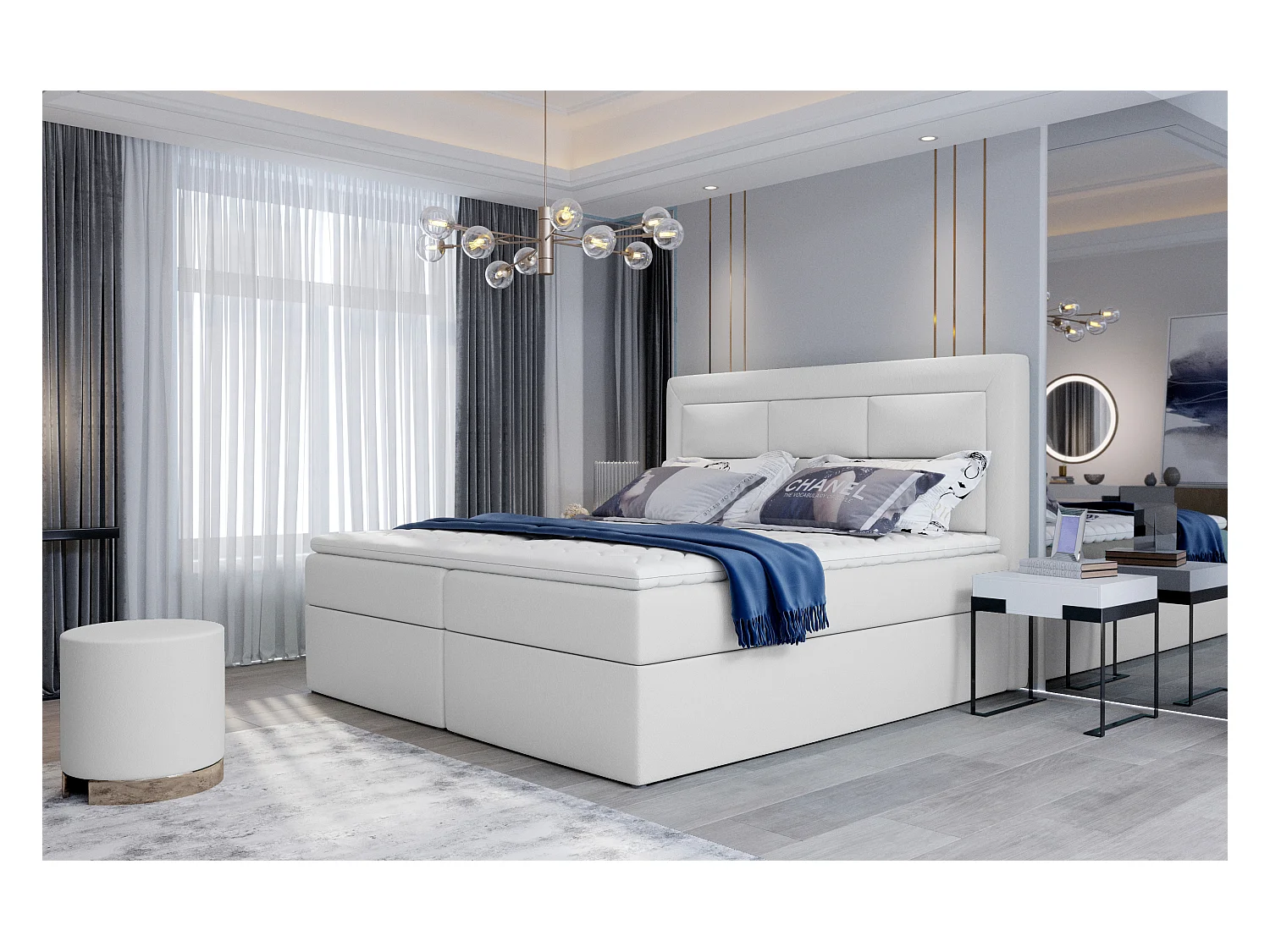 Boxspringbett Rumbio S (140x200)/Stoff-Weiss