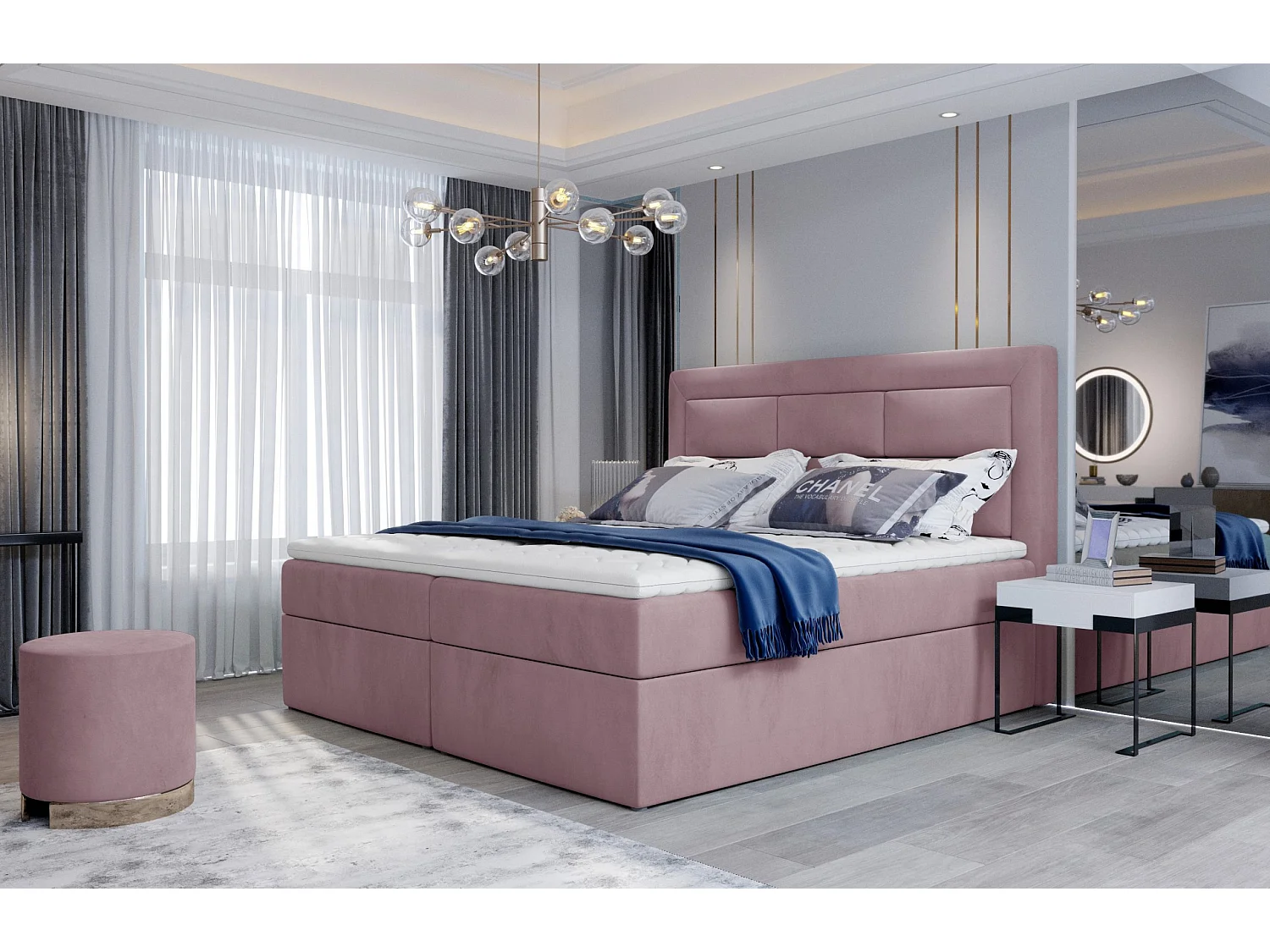 Box Spring Letto Rumbio S (140x200)/Tessuto-Bianco