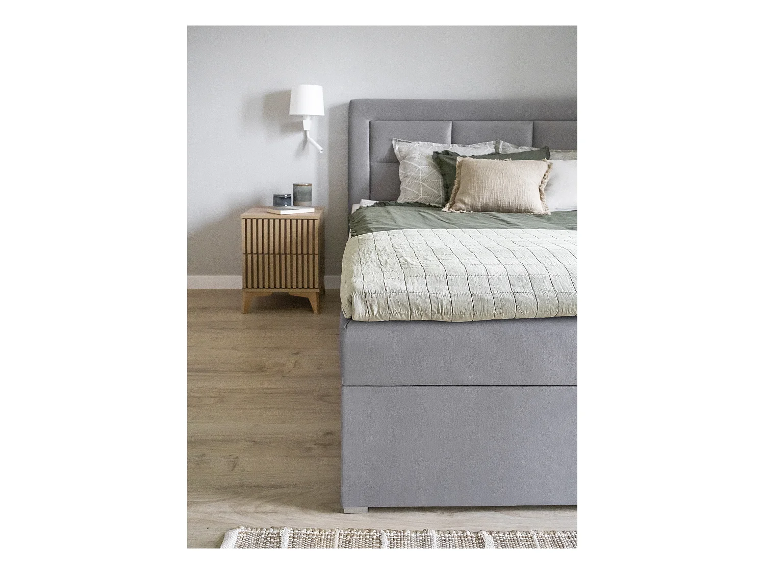 Boxspringbett Rumbio S (140x200)/Stoff-Grau