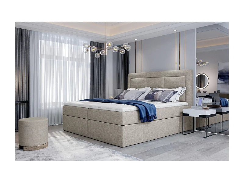 Box Spring Lit Rumbio L (180x200)/Tissu-Beige