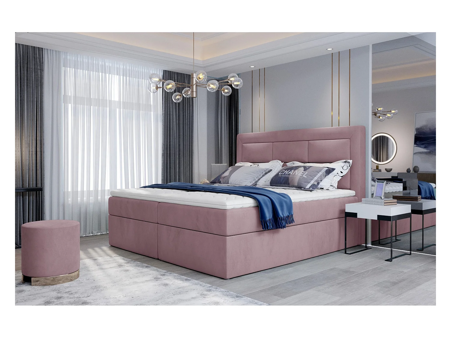 Box Spring Letto Rumbio L (180x200)/Tessuto-Beige