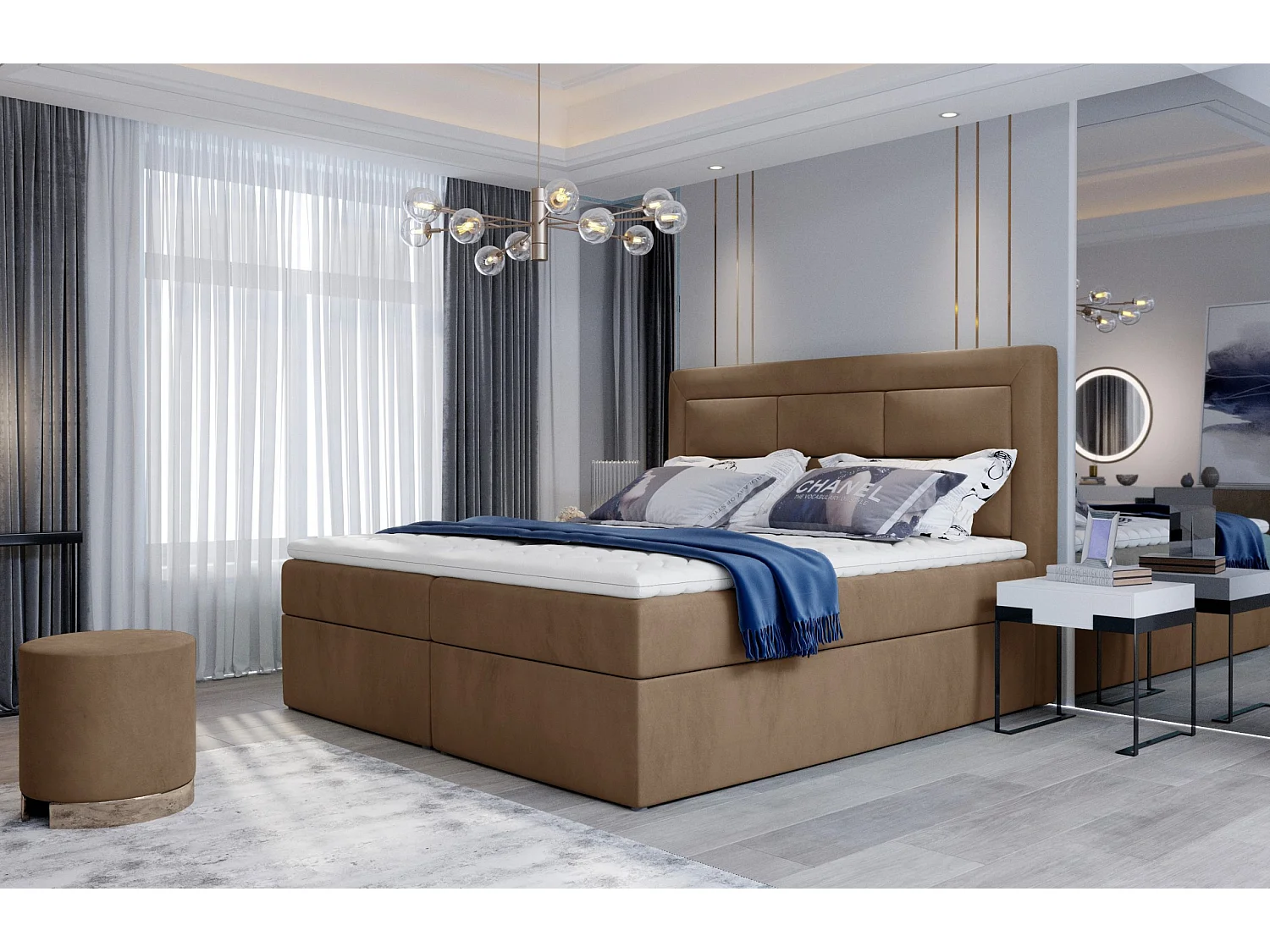 Box Spring Letto Rumbio L (180x200)/Tessuto-Beige