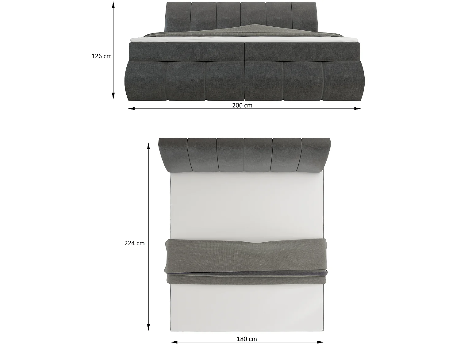 Box Spring Letto Florence L (180x200)/Tessuto-Beige