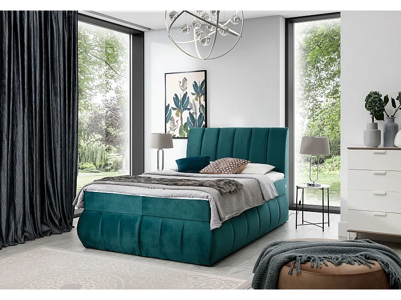 Box Spring Letto Florence M (160x200)/Tessuto-Verde