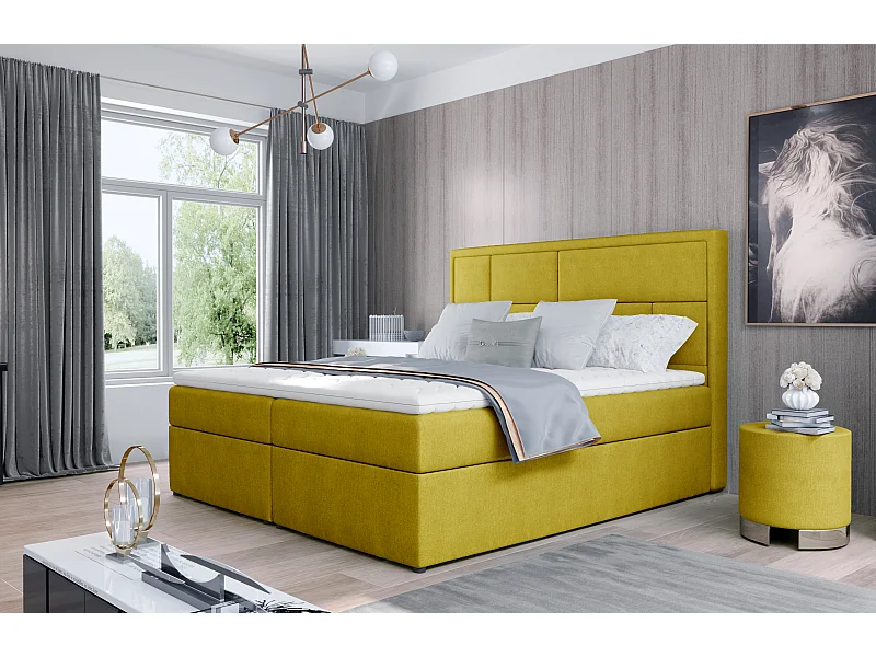 Boxspringbett Aaron M (160x200)/Stoff-Gelb