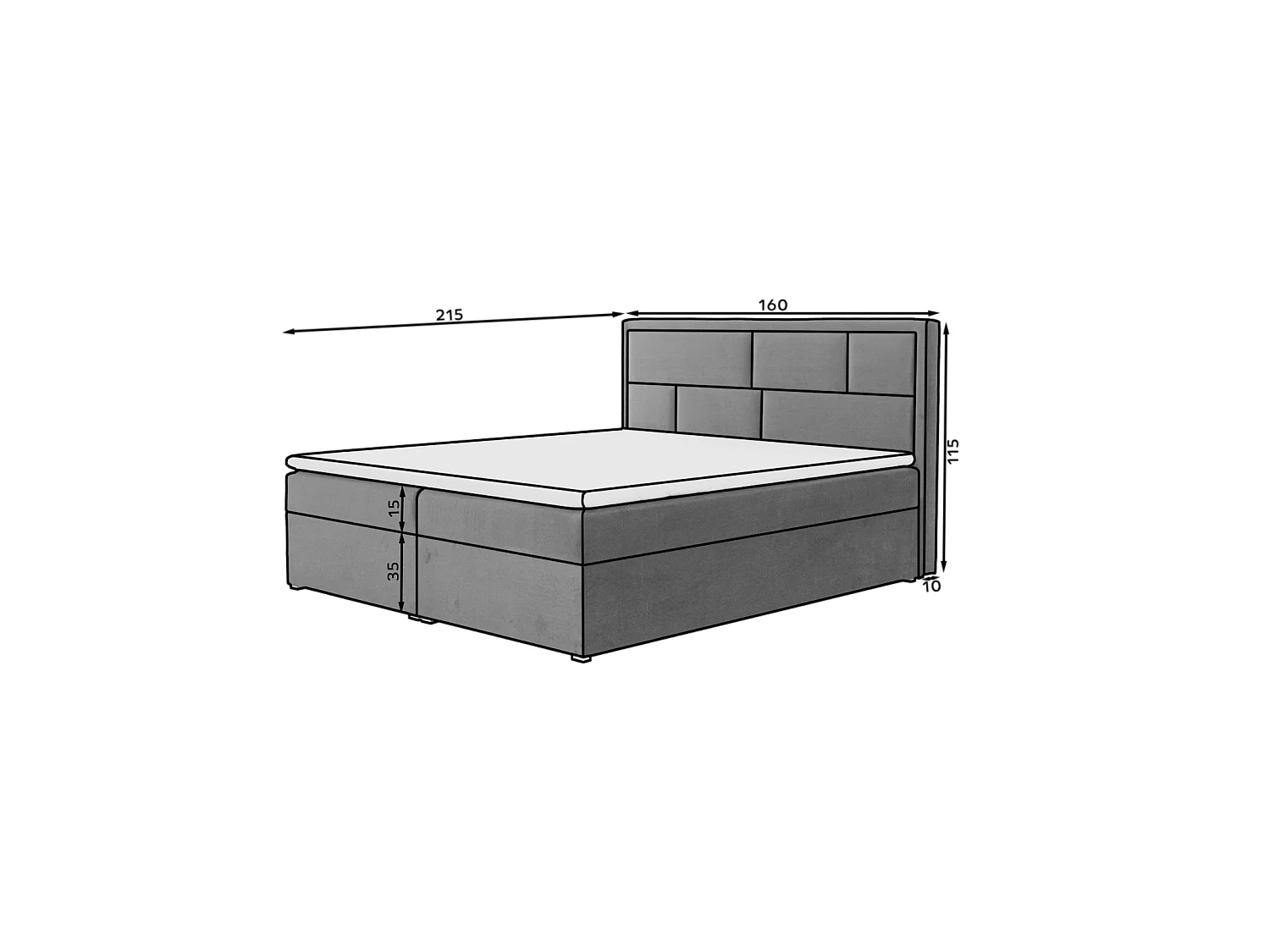 Box Spring Lit Aaron M (160x200)/Tissu-Jaune