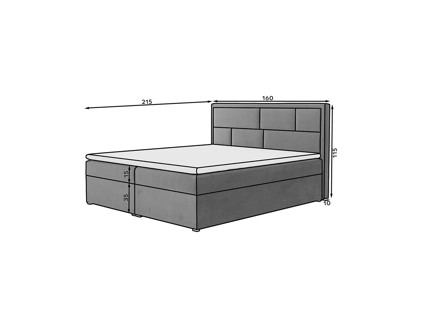 Box Spring Lit Aaron M (160x200)/Tissu-Jaune